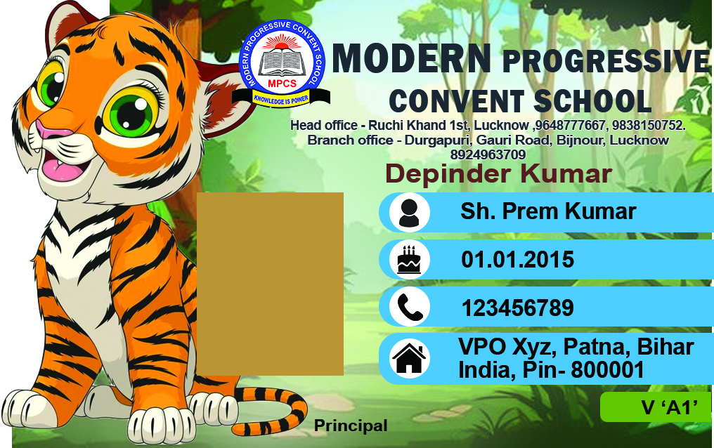Acrylic Id Card Landscape design cutting tiger design 86x54