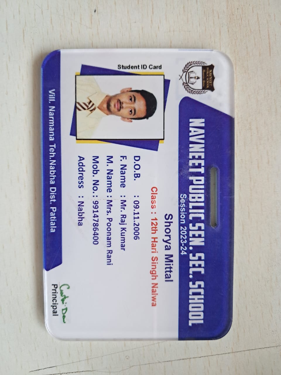 Id card design blue color