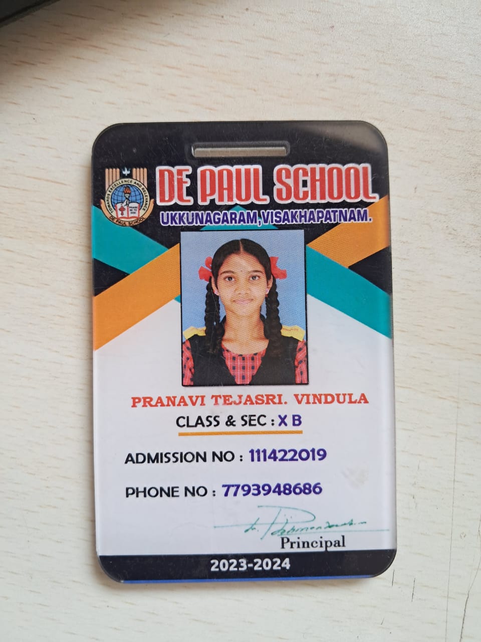 id card design front DE PAUL SCHOOL