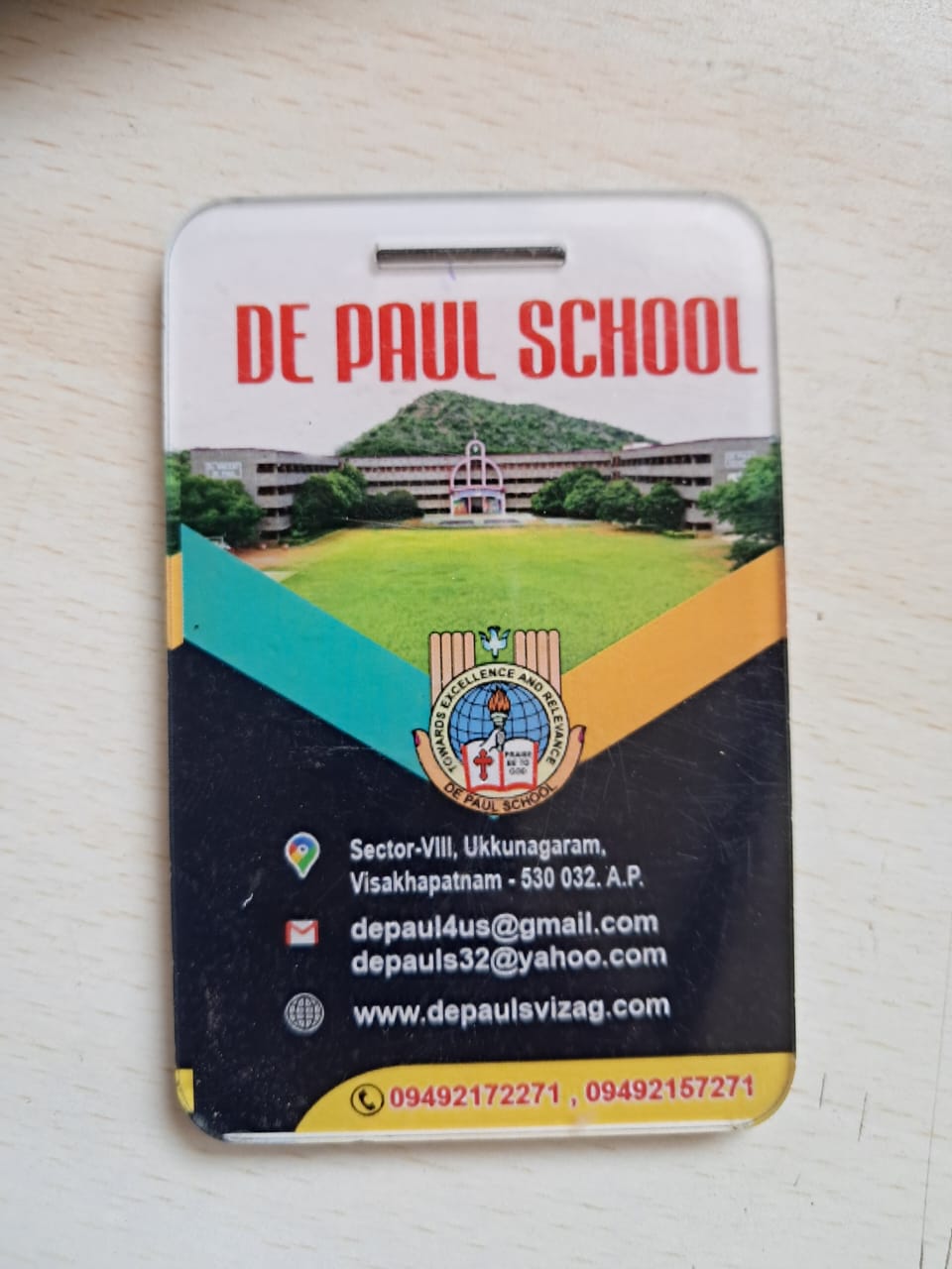 id card design back DE PAUL SCHOOL