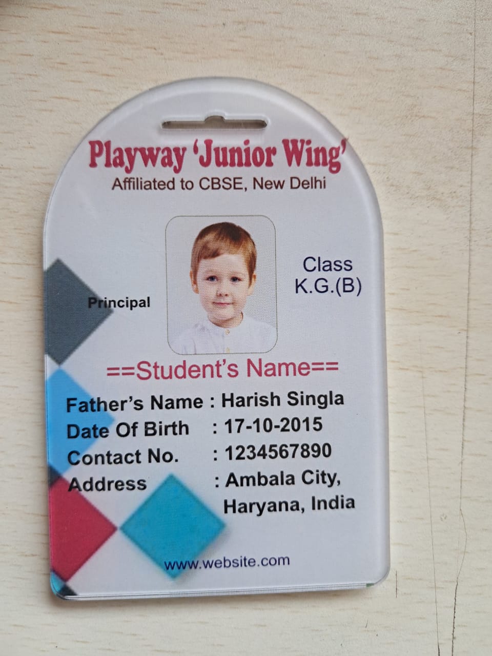 id card play way junio wing front