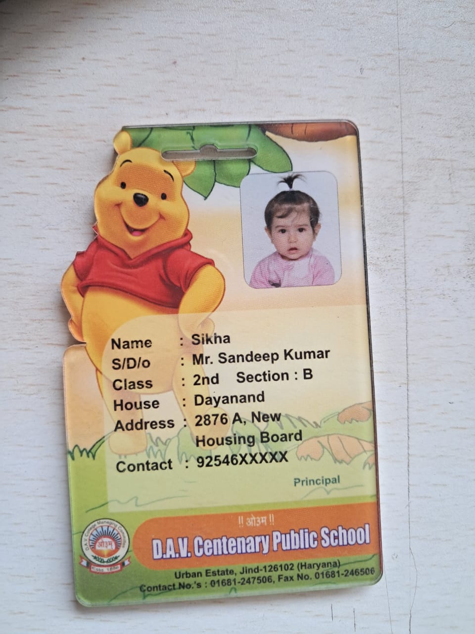 id card of cartoon